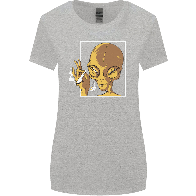 An Alien Smoking Weed Womens Wider Cut T-Shirt Sports Grey
