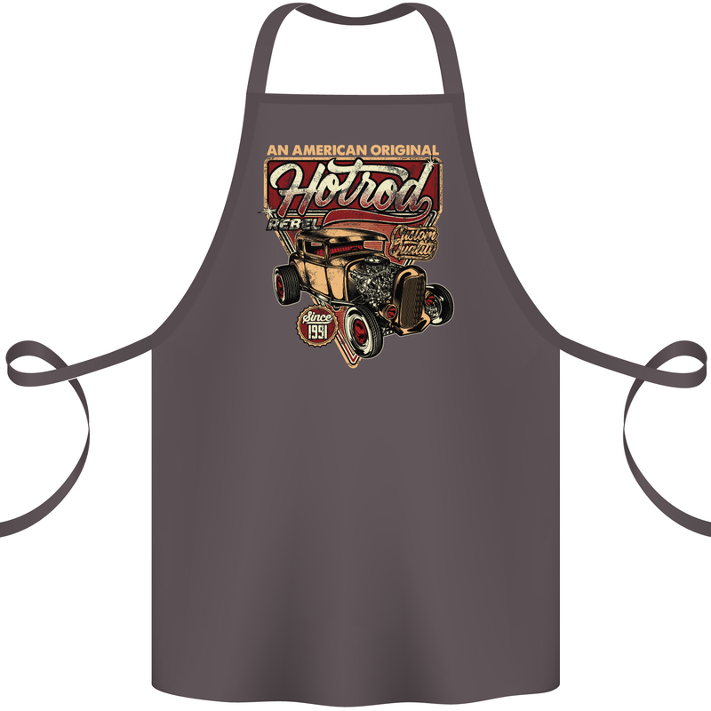 An American Original Hotrod Cotton Apron 100% Organic Dark Grey