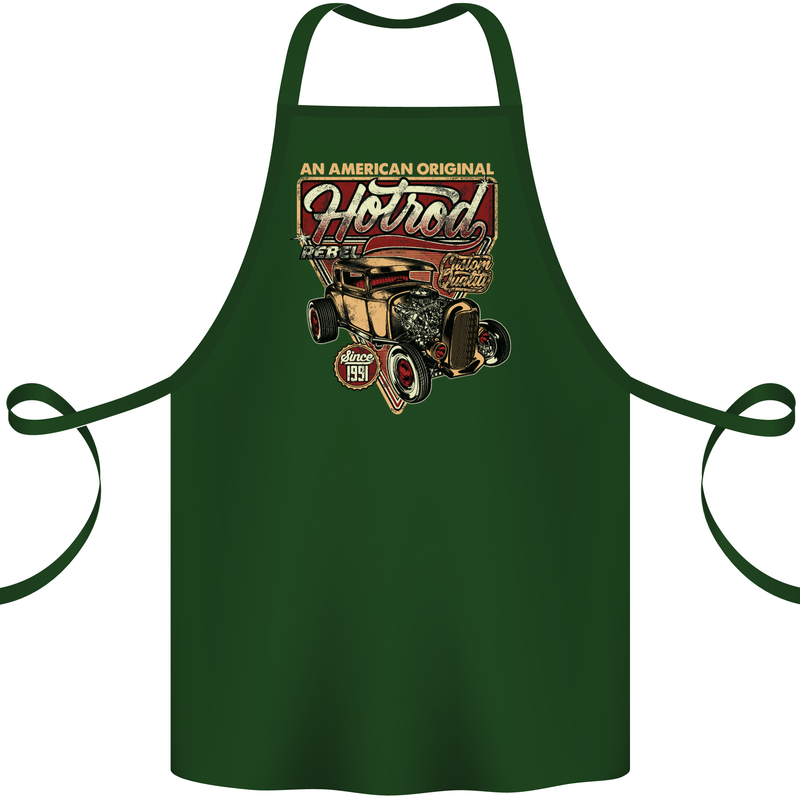 An American Original Hotrod Cotton Apron 100% Organic Forest Green