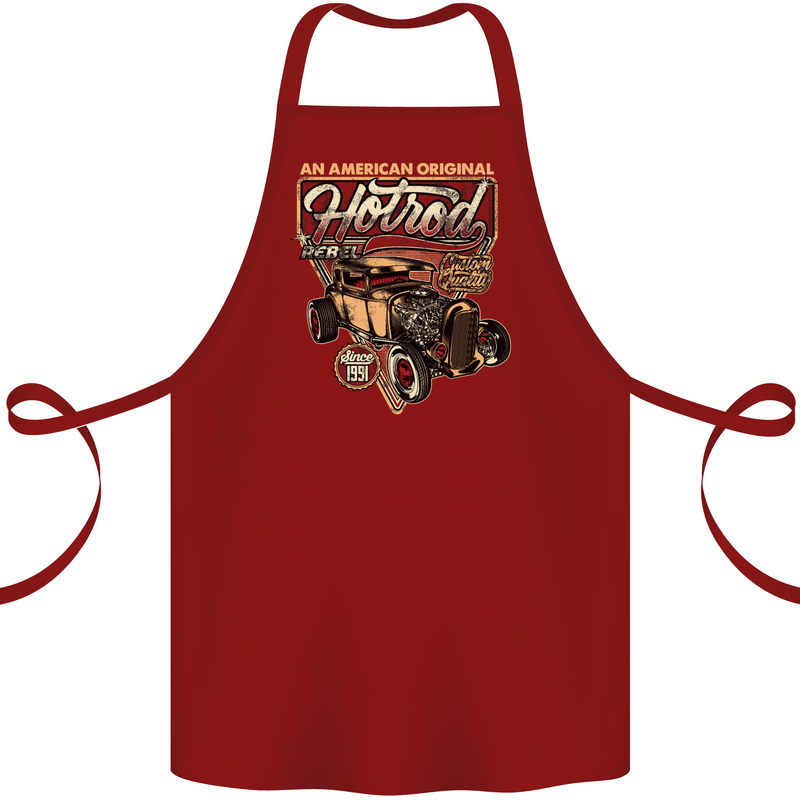 An American Original Hotrod Cotton Apron 100% Organic Maroon
