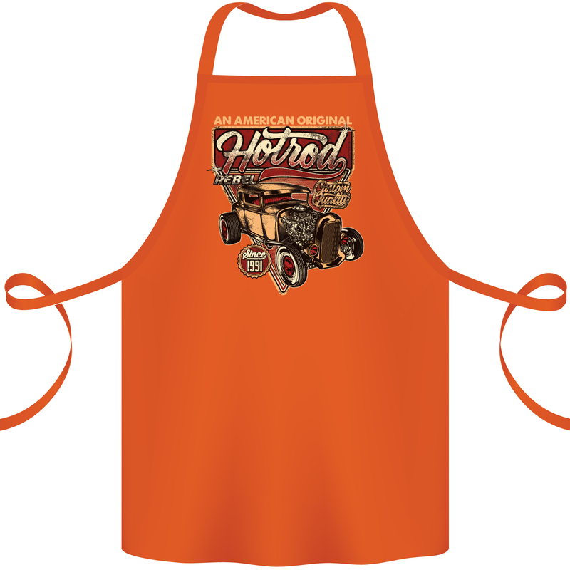 An American Original Hotrod Cotton Apron 100% Organic Orange