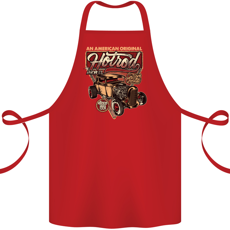 An American Original Hotrod Cotton Apron 100% Organic Red