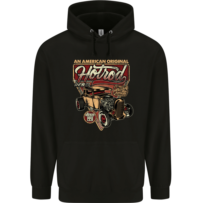 An American Original Hotrod Mens 80% Cotton Hoodie Black