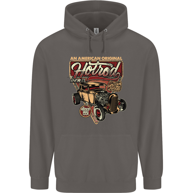 An American Original Hotrod Mens 80% Cotton Hoodie Charcoal