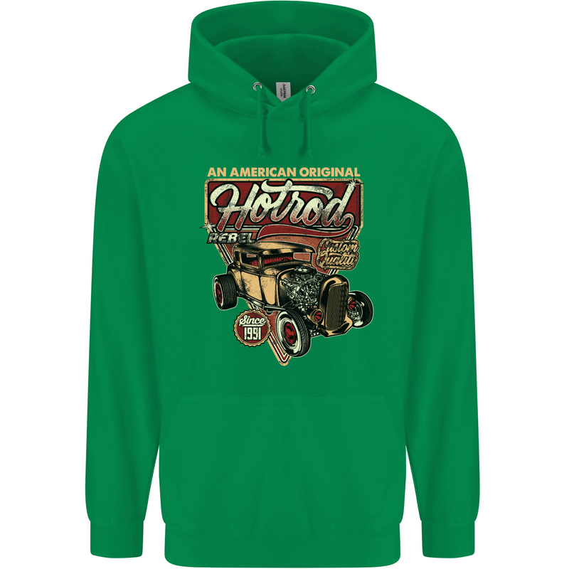 An American Original Hotrod Mens 80% Cotton Hoodie Irish Green