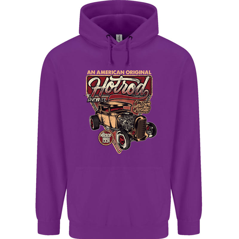 An American Original Hotrod Mens 80% Cotton Hoodie Purple