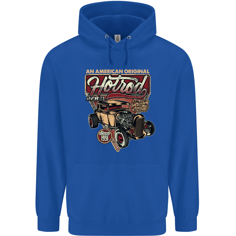 An American Original Hotrod Mens 80% Cotton Hoodie Royal Blue