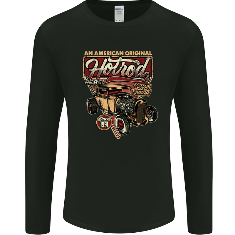 An American Original Hotrod Mens Long Sleeve T-Shirt Black
