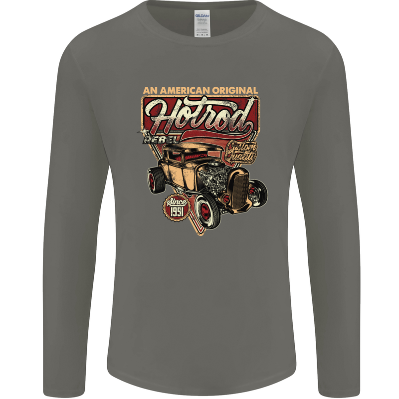 An American Original Hotrod Mens Long Sleeve T-Shirt Charcoal