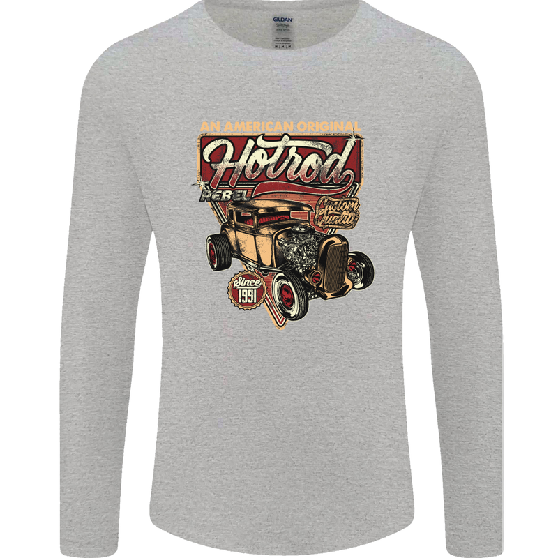 An American Original Hotrod Mens Long Sleeve T-Shirt Sports Grey