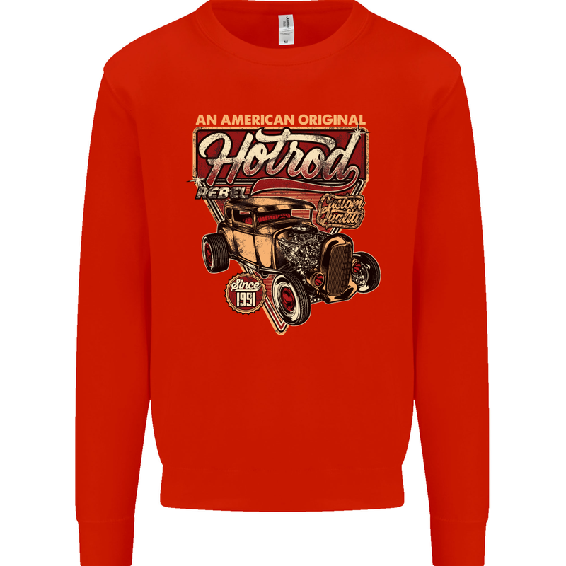 An American Original Hotrod Mens Sweatshirt Jumper Bright Red