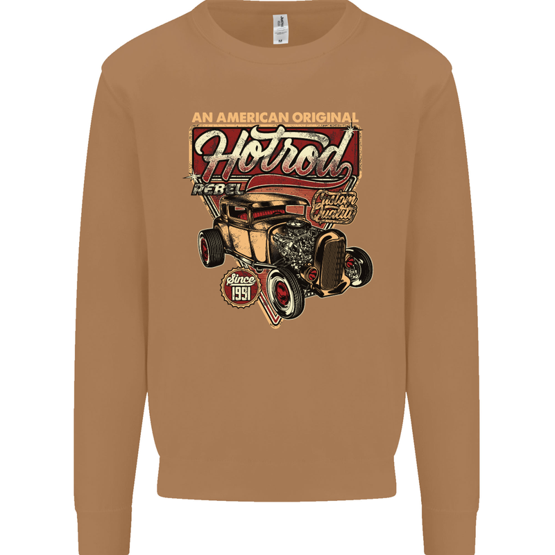 An American Original Hotrod Mens Sweatshirt Jumper Caramel Latte