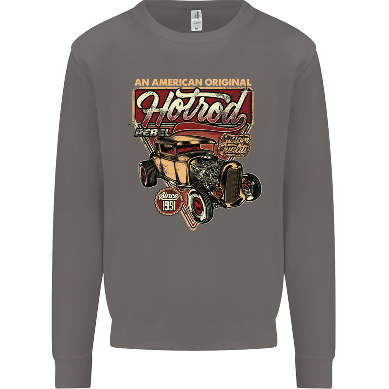 An American Original Hotrod Mens Sweatshirt Jumper Charcoal