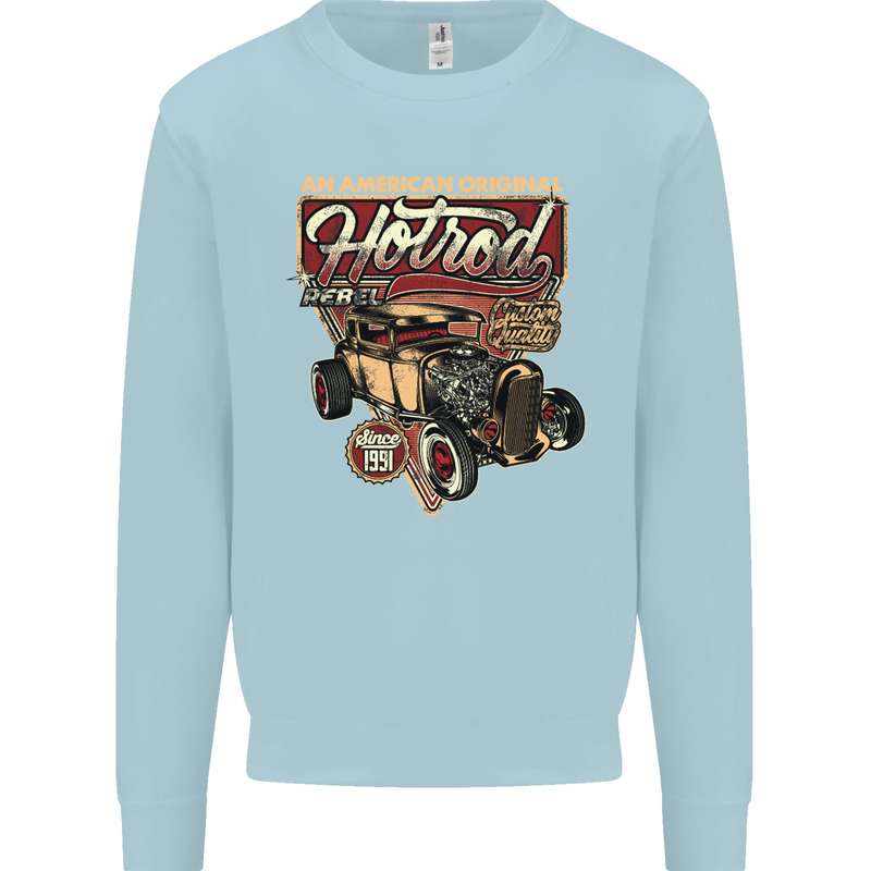An American Original Hotrod Mens Sweatshirt Jumper Light Blue
