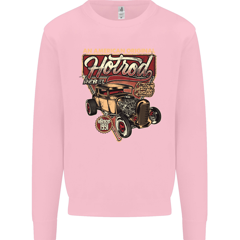An American Original Hotrod Mens Sweatshirt Jumper Light Pink