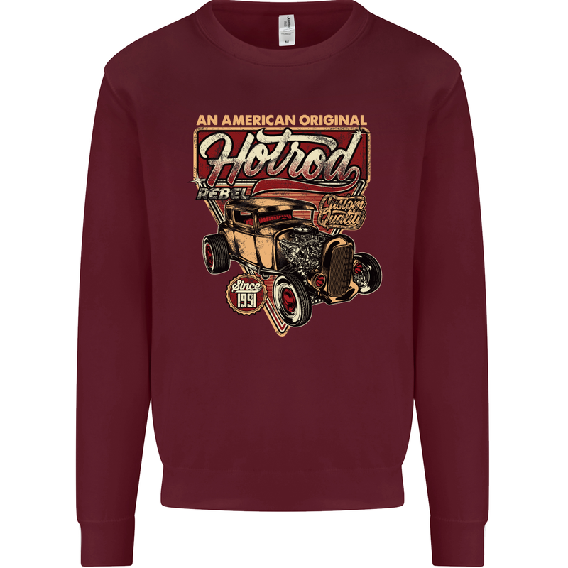 An American Original Hotrod Mens Sweatshirt Jumper Maroon