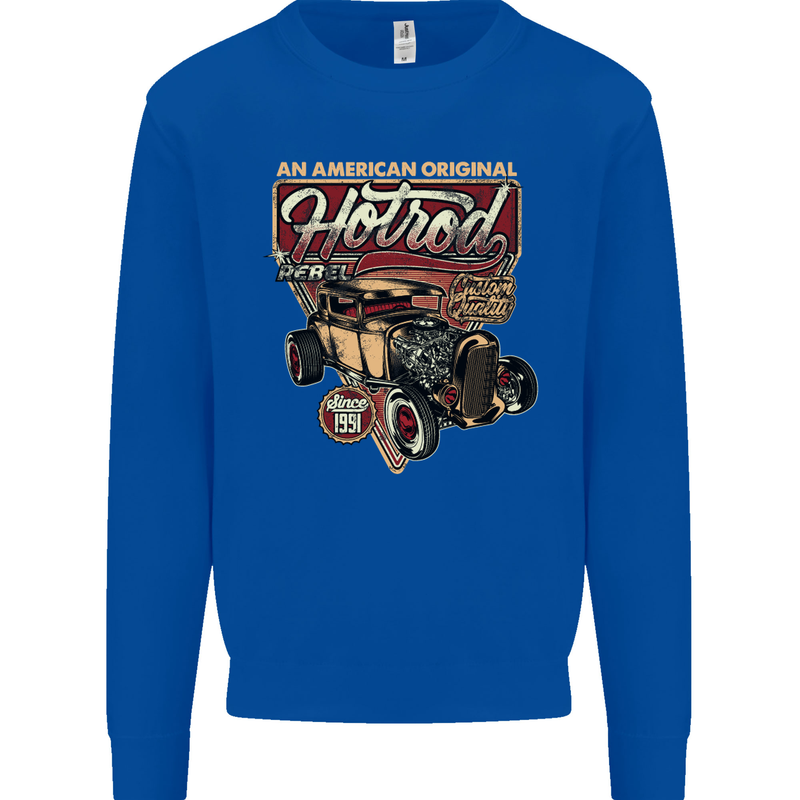 An American Original Hotrod Mens Sweatshirt Jumper Royal Blue