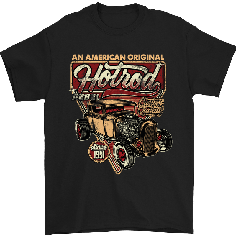 An American Original Hotrod Mens T-Shirt Cotton Gildan Black