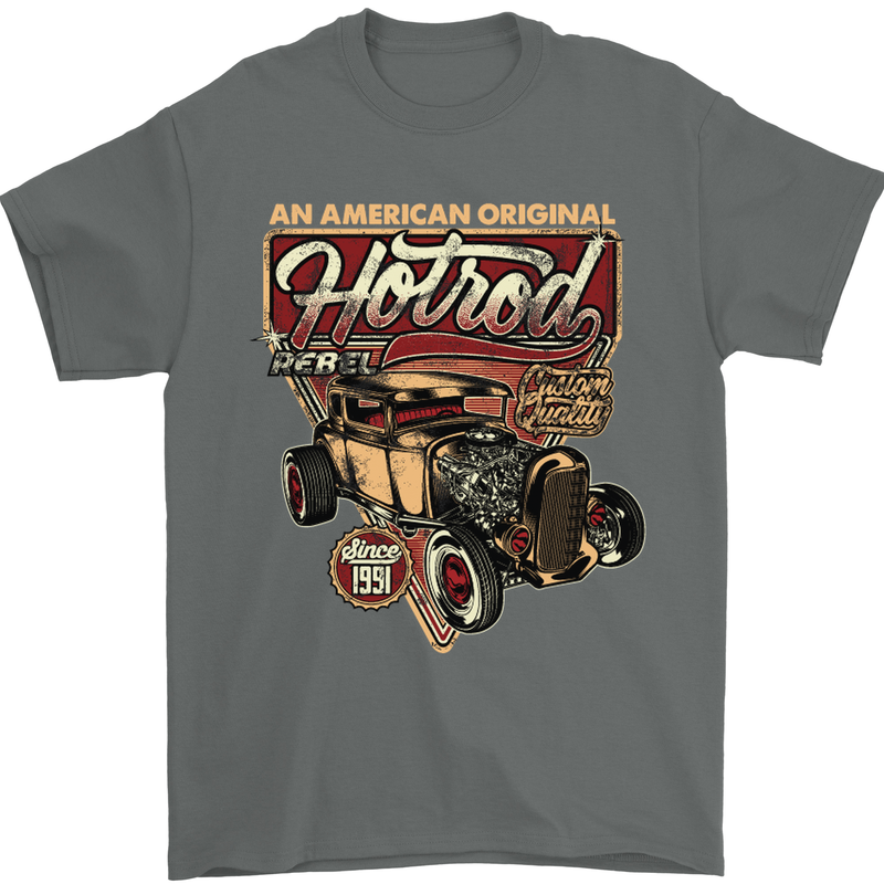 An American Original Hotrod Mens T-Shirt Cotton Gildan Charcoal