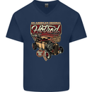 An American Original Hotrod Mens V-Neck Cotton T-Shirt Navy Blue