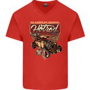 An American Original Hotrod Mens V-Neck Cotton T-Shirt Red