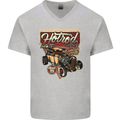 An American Original Hotrod Mens V-Neck Cotton T-Shirt Sports Grey