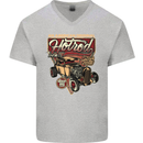 An American Original Hotrod Mens V-Neck Cotton T-Shirt Sports Grey