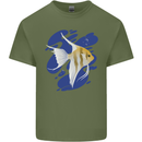 An Angel Fish in the Ocean Mens Cotton T-Shirt Tee Top Military Green