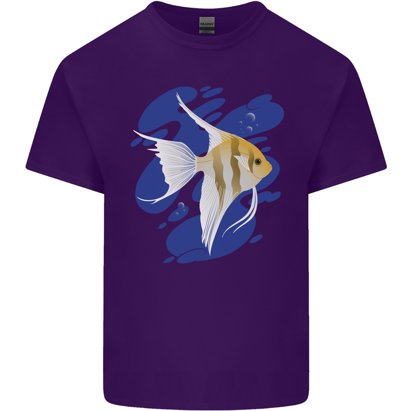 An Angel Fish in the Ocean Mens Cotton T-Shirt Tee Top Purple