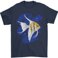 An Angel Fish in the Ocean Mens T-Shirt 100% Cotton Navy Blue