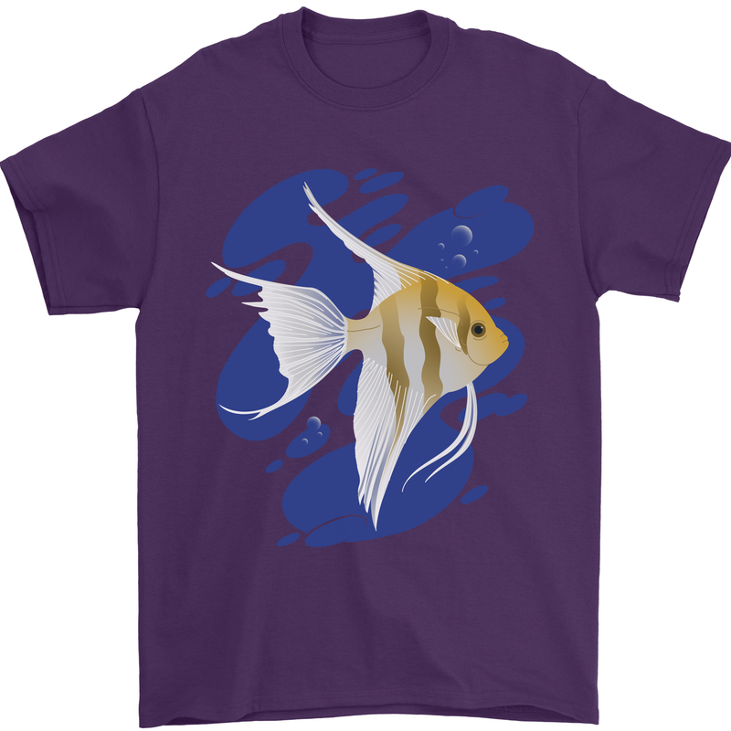 An Angel Fish in the Ocean Mens T-Shirt 100% Cotton Purple