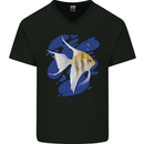 An Angel Fish in the Ocean Mens V-Neck Cotton T-Shirt Black