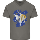 An Angel Fish in the Ocean Mens V-Neck Cotton T-Shirt Charcoal
