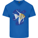 An Angel Fish in the Ocean Mens V-Neck Cotton T-Shirt Royal Blue