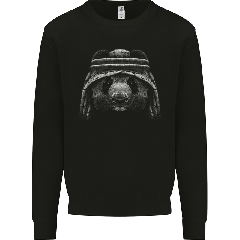 An Arab Panda Bear Kids Sweatshirt Jumper Black