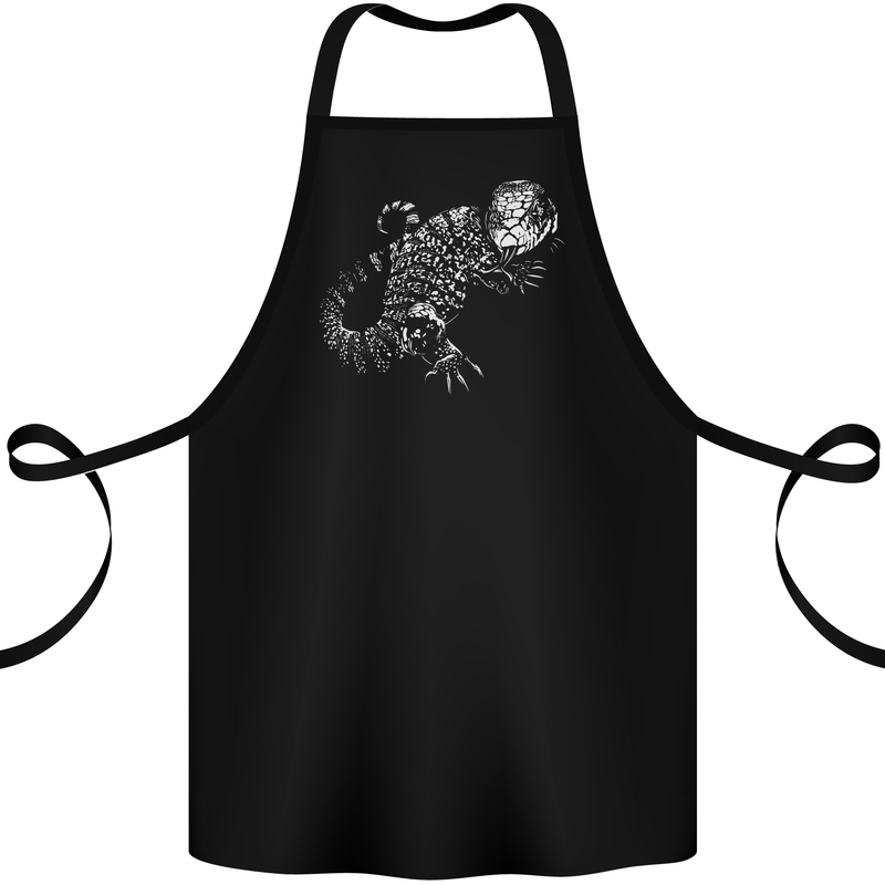 An Argentine Tegu Lizard Cotton Apron 100% Organic Black