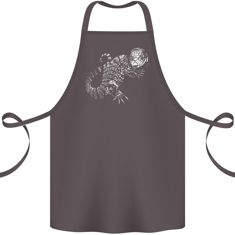 An Argentine Tegu Lizard Cotton Apron 100% Organic Dark Grey