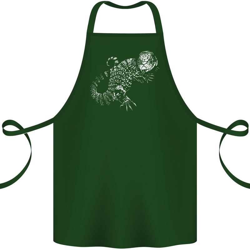 An Argentine Tegu Lizard Cotton Apron 100% Organic Forest Green