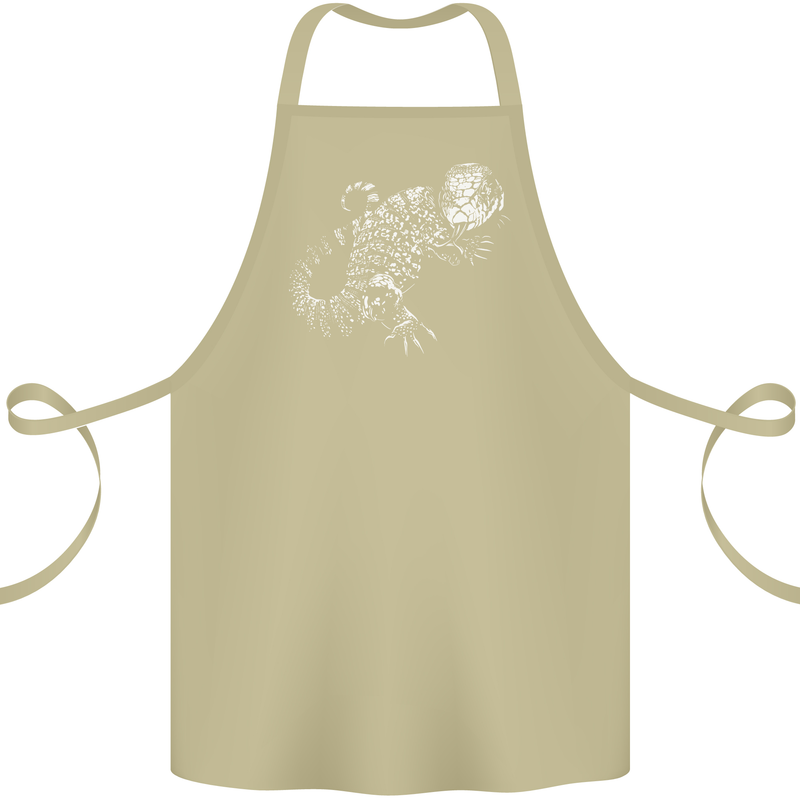 An Argentine Tegu Lizard Cotton Apron 100% Organic Khaki