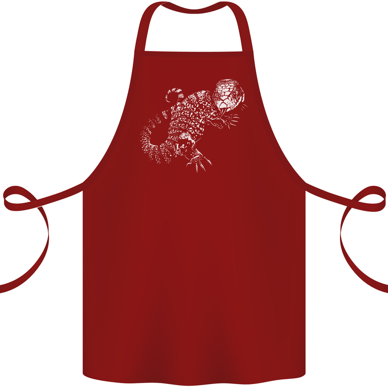 An Argentine Tegu Lizard Cotton Apron 100% Organic Maroon