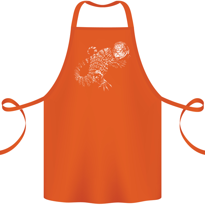 An Argentine Tegu Lizard Cotton Apron 100% Organic Orange