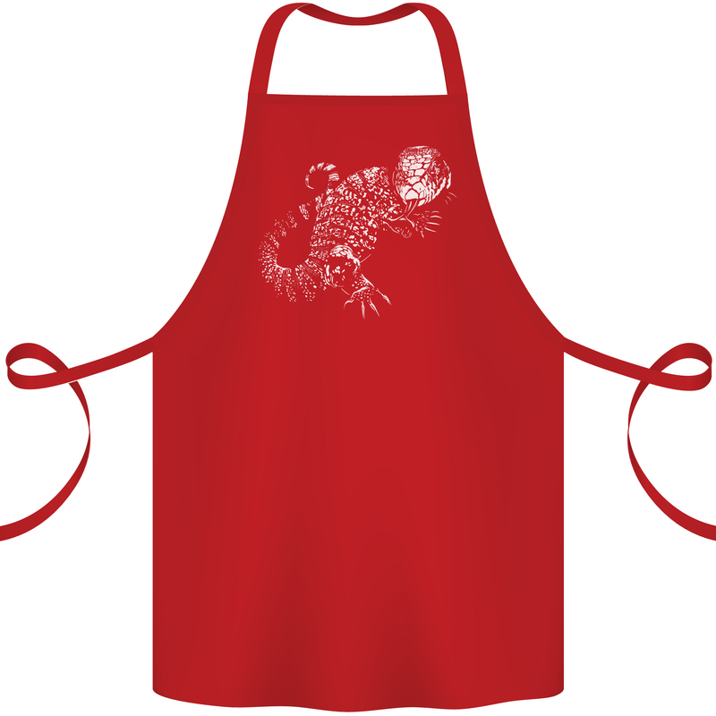 An Argentine Tegu Lizard Cotton Apron 100% Organic Red