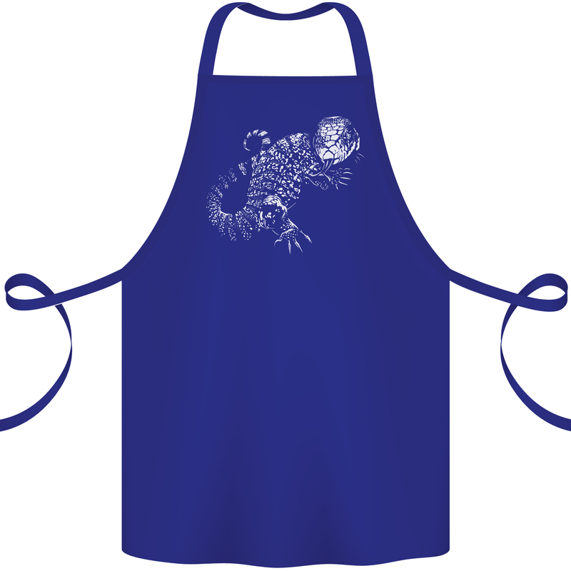An Argentine Tegu Lizard Cotton Apron 100% Organic Royal Blue