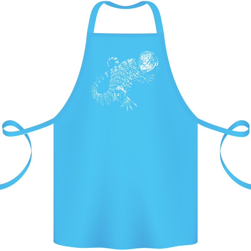 An Argentine Tegu Lizard Cotton Apron 100% Organic Turquoise