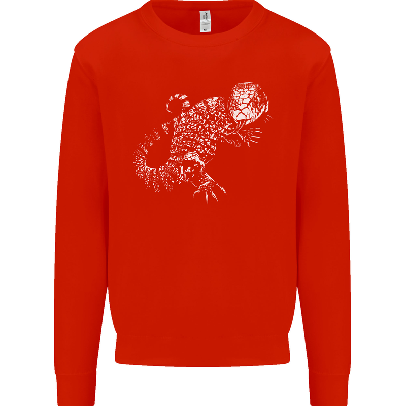 An Argentine Tegu Lizard Kids Sweatshirt Jumper Bright Red