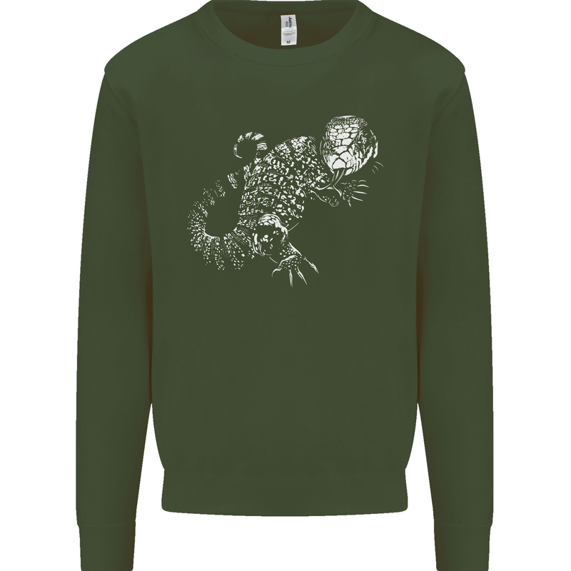 An Argentine Tegu Lizard Kids Sweatshirt Jumper Forest Green