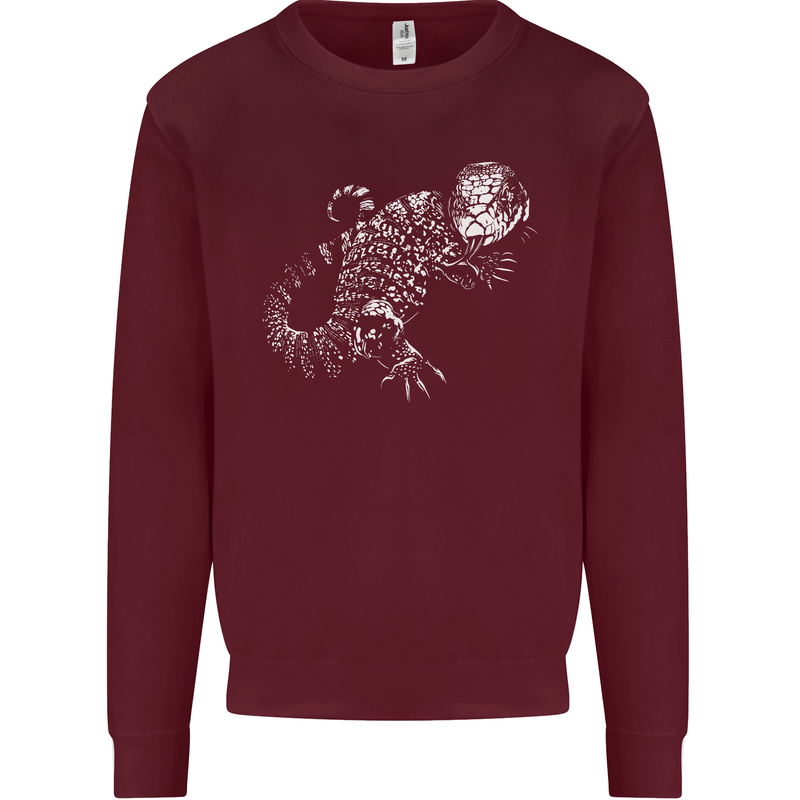 An Argentine Tegu Lizard Kids Sweatshirt Jumper Maroon