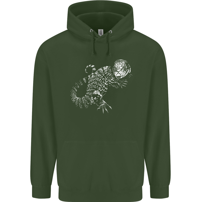 An Argentine Tegu Lizard Mens 80% Cotton Hoodie Forest Green