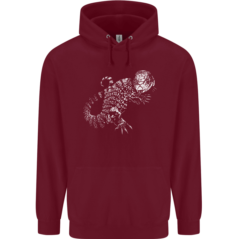 An Argentine Tegu Lizard Mens 80% Cotton Hoodie Maroon