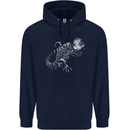 An Argentine Tegu Lizard Mens 80% Cotton Hoodie Navy Blue